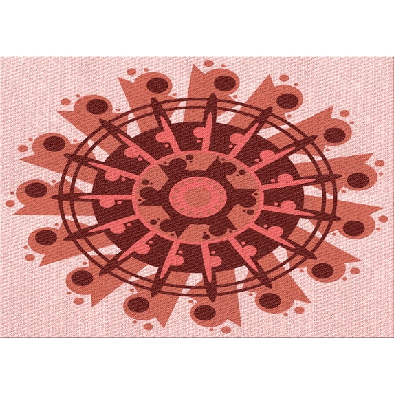 Ahgly Company Indoor Rectangle Patterned Pastel Pink Area Rugs, 7' x 9'