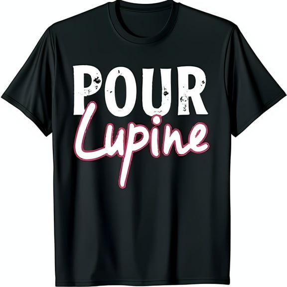 Retro Inspired Black T-Shirt with Vintage POUR Lupine Graphic Design