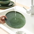 thumbnail image 3 of Ceramic Salad Plates Set - Porcelain 8 Inch Flat Dessert Appetizer Plate for Lunch Home Party Restaurant - Scratch Resistant Microwave Oven and Dishwasher Safe - Set of 6 (Green), 3 of 7