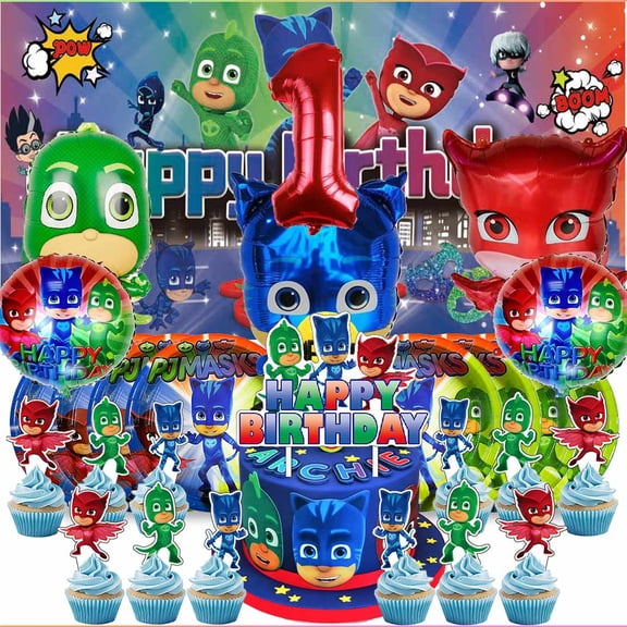 Pj Masks 1st Tableware Balloons Cake Toppers Backdrop Banner Supplies Party Decor Plates Decorations