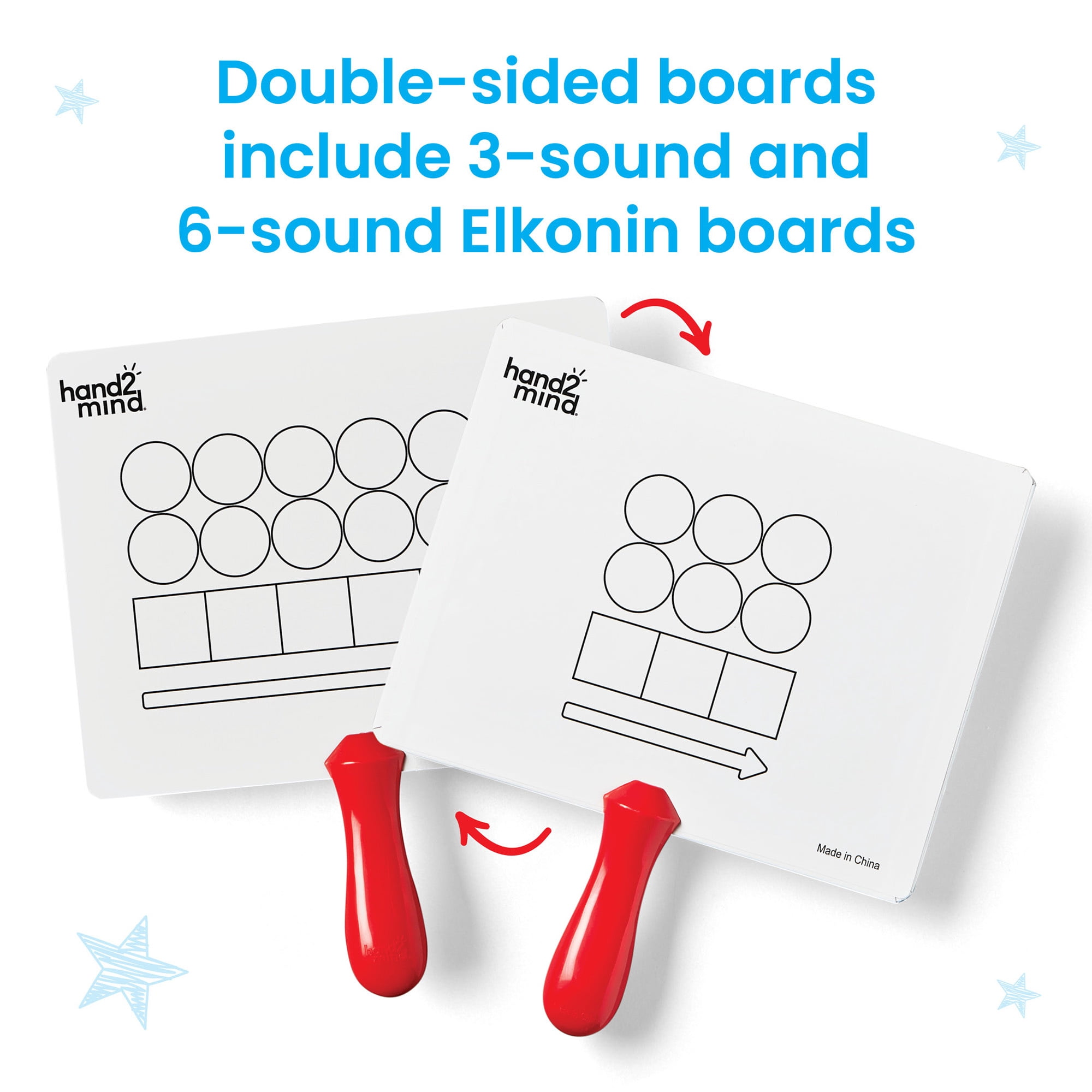 hand2mind Elkonin Box Magnetic Answer Board, Word Mapping Paddles, Elkonin Boxes Dry Erase&nbsp;Blending Board, Phonemic Awareness, Phonics Manipulatives