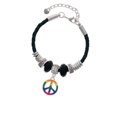 thumbnail image 2 of Delight Jewelry Silvertone Large Rainbow Colored Peace Sign Granddaughter Celtic Knot Leather Bead Bracelet, 7"+2" Extender, 2 of 4