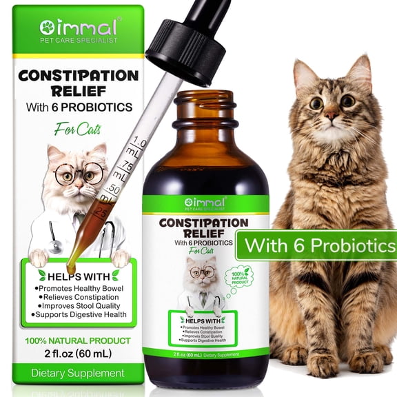 Cats Constipation Support, Help Cat Soften Stool, with 6 Probiotics, Cat Laxative Constipation Drops, Gut Health Support for Kittens & Cats 2floz/ 60ml