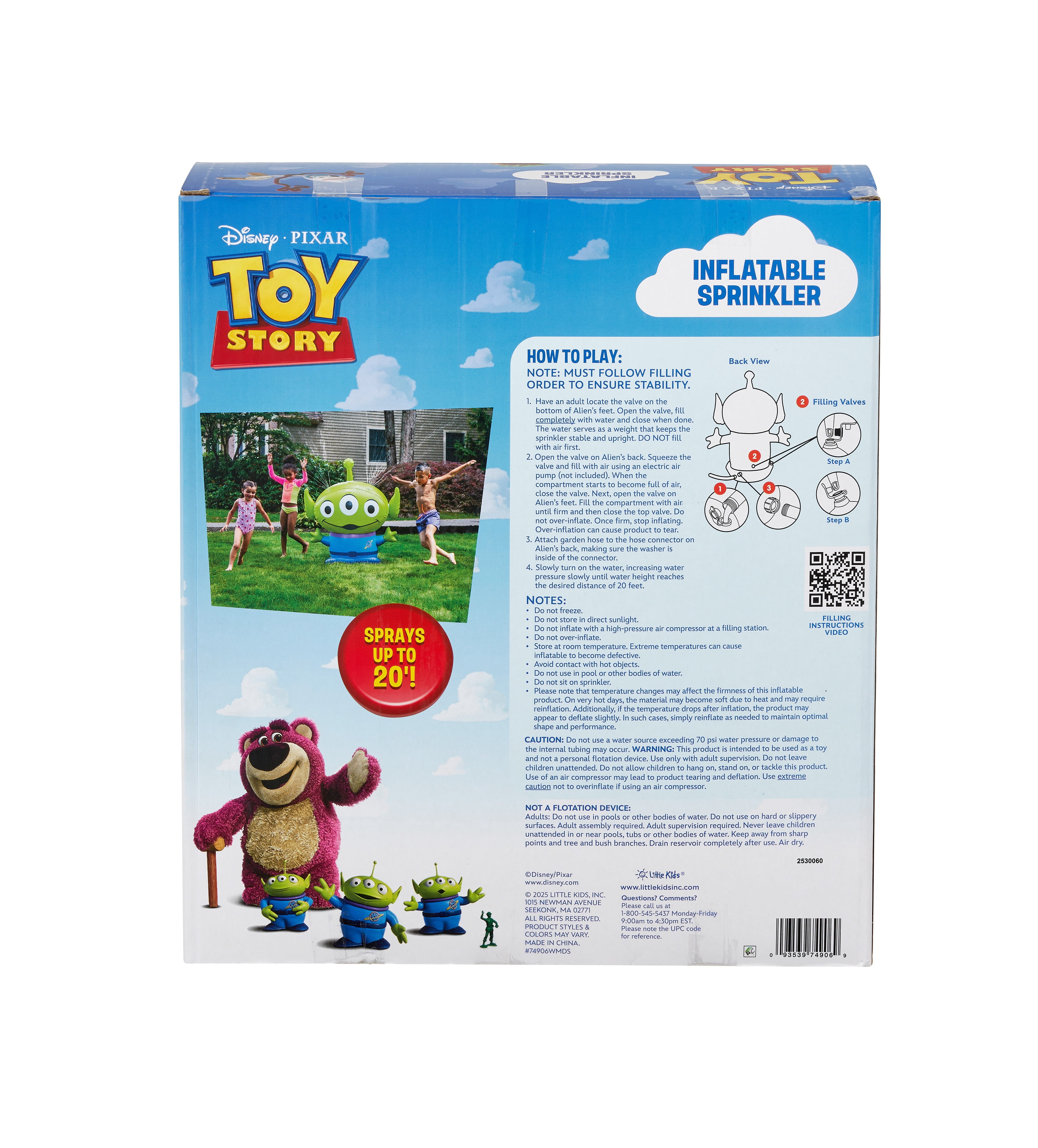 Toy Story Alien 4-Foot Inflatable Sprinkler for Kids Ages 3 & Up