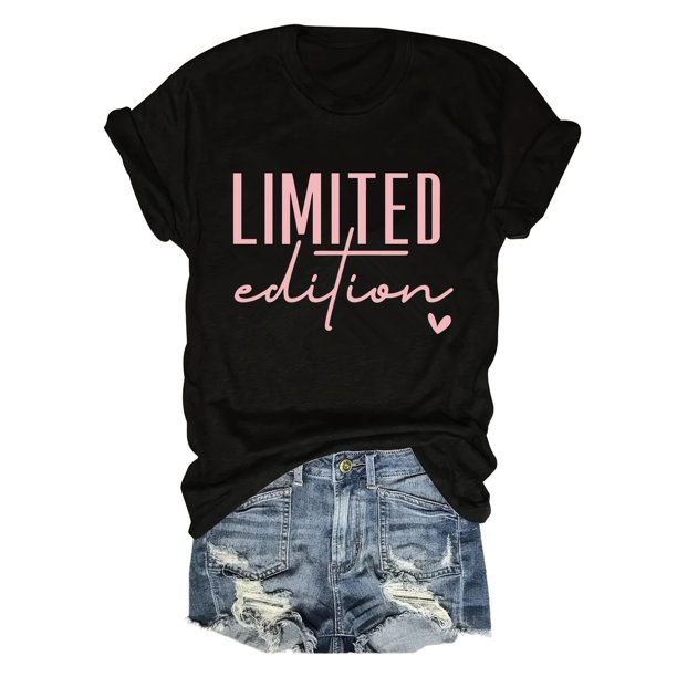 Letter Print T-shirt, Short Sleeve Crew Neck Casual Top For Summer & Spring, Women's Clothing