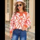 thumbnail image 5 of Suéter de Punto Afelpado para Mujer, Cuello Redondo, Larga, Estampado Floral, Suave, , Holgado, para Otoño e Invierno Naranja M, 5 of 9