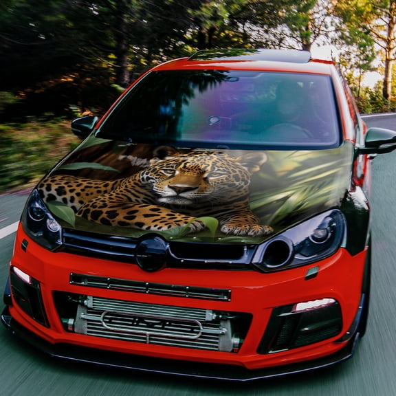Cheetah-Themed Car Hood Sticker, Made from Durable Vinyl Wraps That Fit Most Vehicles. This Protective Film for Car Engines Is Waterproof And Scratch-Resistant, Featuring a Stylish Design with High-Q