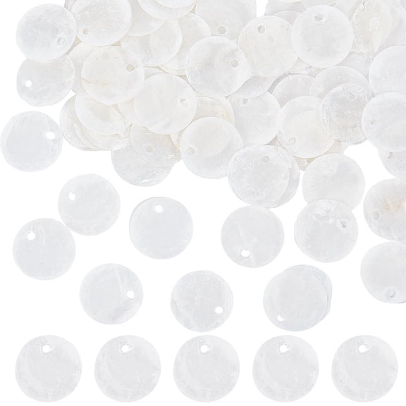 1 Box 100Pcs Shell Charms Seashell Charm Capiz Shells 15mm Flat Round Natural Seashell Slices Beads Coin Sea Ocean Summer Disc Charms for Jewelry