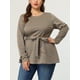 thumbnail image 2 of Blude talgrande pamujer con pade gallo, blusas de trabajo informales paoficina, top peplum marrón 3XL, 2 of 6