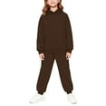 thumbnail image 6 of YunPes Girls Hoodies Sweatsuit Set Teen Plain Cotton Athletic Pullover Sweatshirts Elastic Waist Outdoor Sports Pants Set, 6 of 9