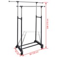 thumbnail image 4 of vidaXL Adjustable Clothes Rack 4 Castors 2 Hanging Rails, 4 of 4