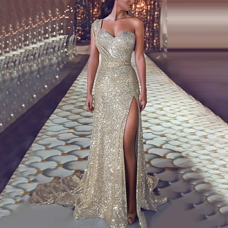 GZWYHT Dresses for Women 2025 Prom Dresses Women Sequin Prom Party Gown Sexy Gold Evening Bridesmaid V Neck Long Dress Formal Dresses Graduation Dress Gold Dress Corset Dress XL