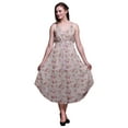 thumbnail image 1 of Bimba Floral Ladies Printed Resort Midi Drawstring Dress Spaghetti Strap Beach Wear-Large, 1 of 1