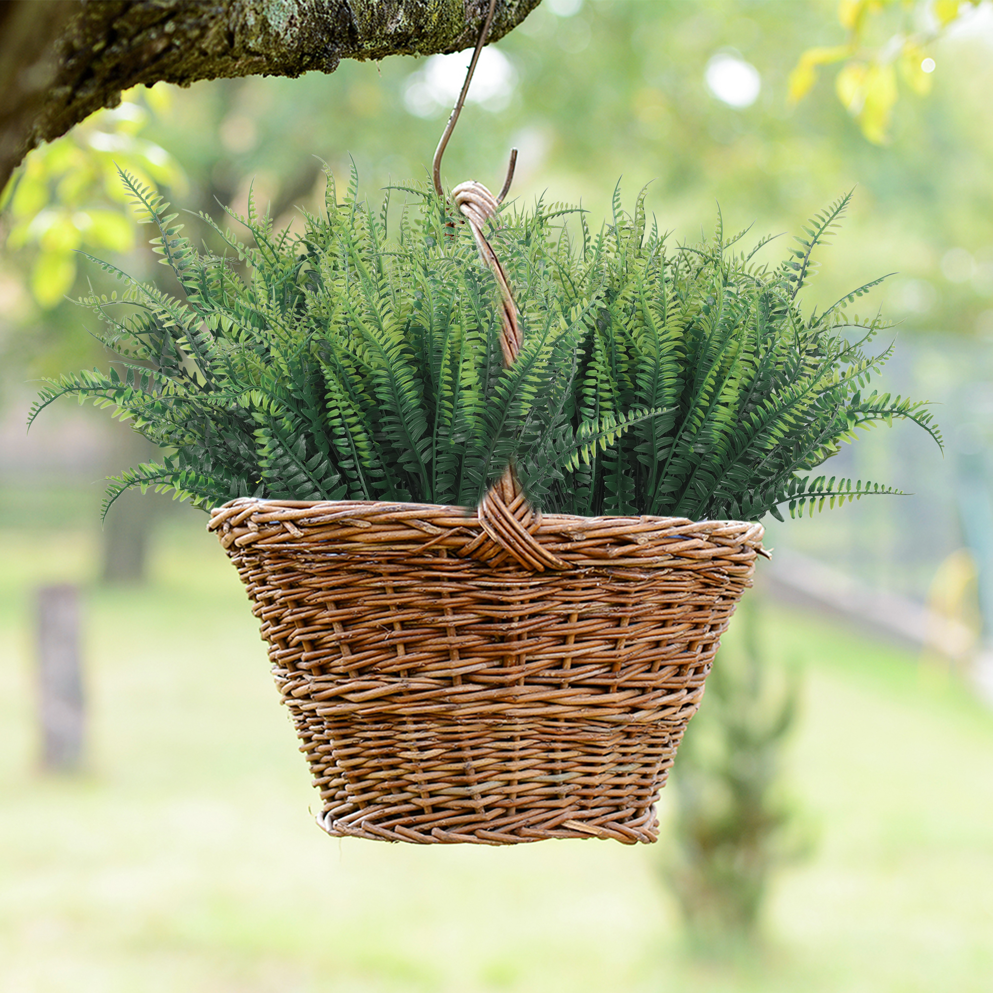 Unique Bargains 5pcs Artificial Plants Faux Floral Leaf Outdoor Home Garden Plants Green