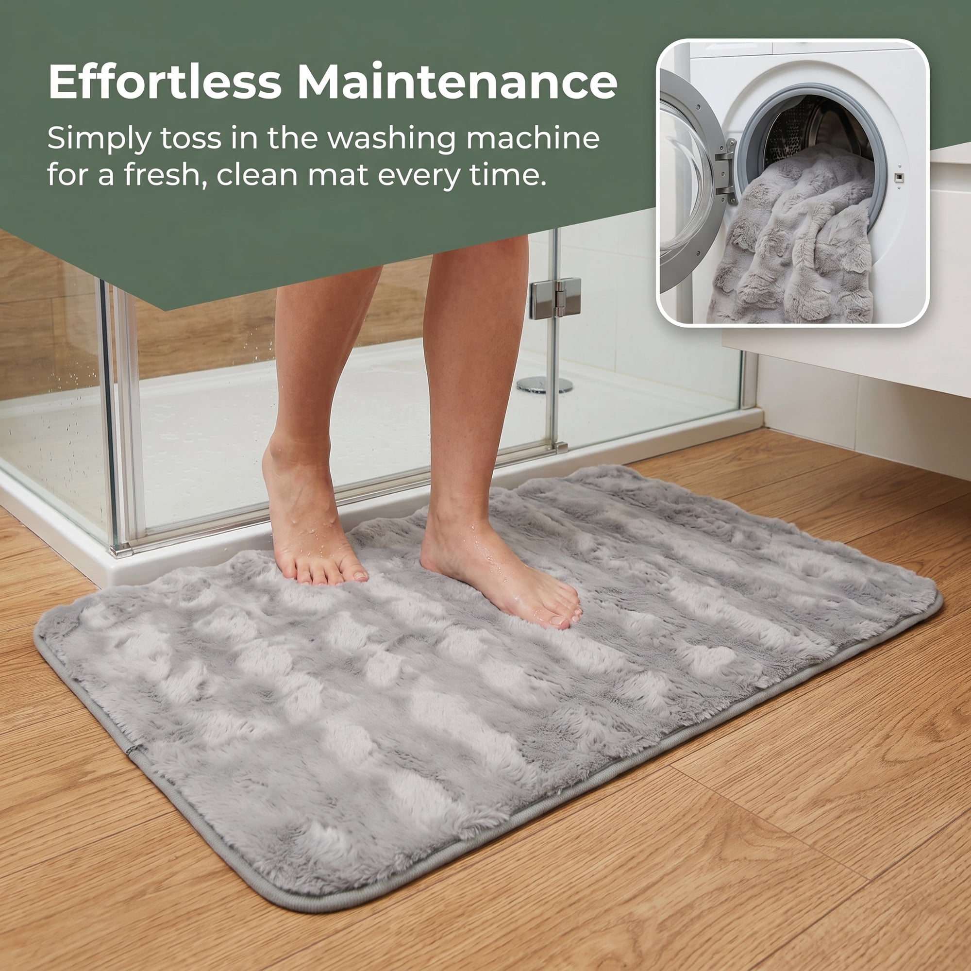 Unique Bargains Soft Absorbent Microfiber Non-Slip Washable Bathroom Rug Gray 32" x 20"