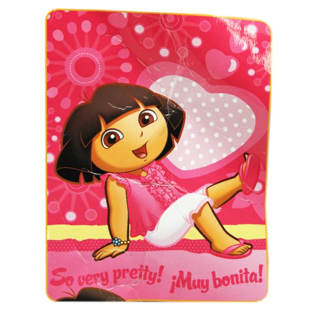 Dora the Explorer "So Very Pretty!" Pink Heart Theme Kids Throw Blanket