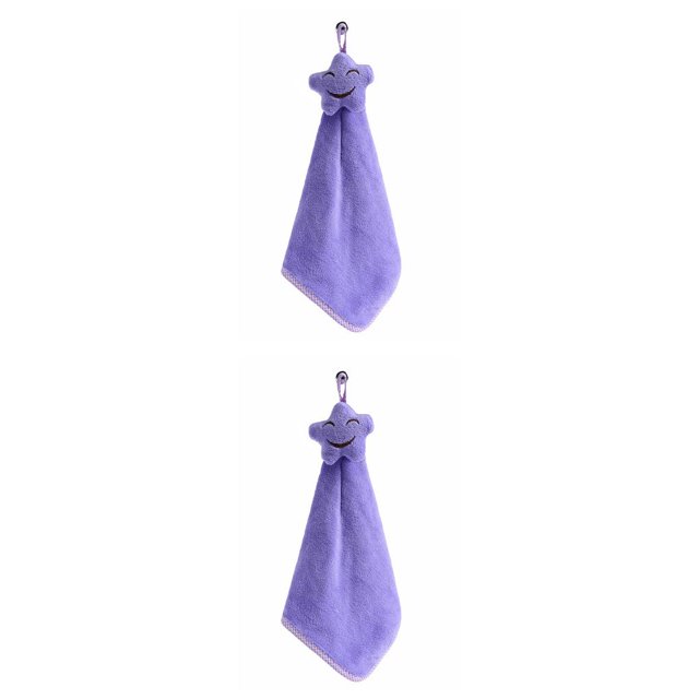 Billuyoard Lindo Cara Toalla de Mano Coral Terciopelo Limpiar Colgante Limpieza Violeta 2piezas Billuyoard CBP009092