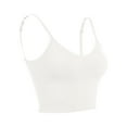 thumbnail image 3 of Spencer Women's Cami Bra Padded Bralettes Seamless Sports Bra Spaghetti Strap Bra Top Solid Bandeau Yoga Workout Tank "White", 3 of 11