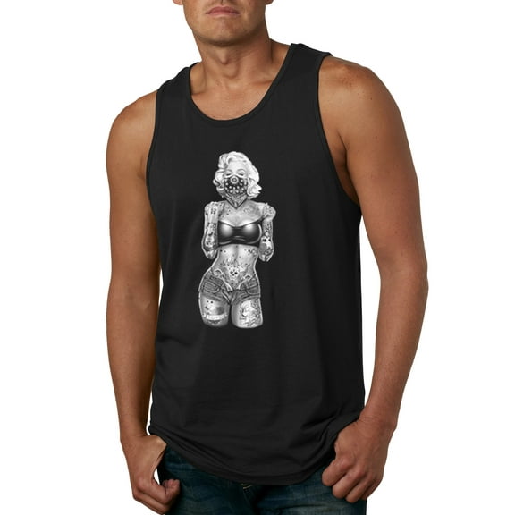 Sexy Tattooed Marilyn Monroe Pop Culture Mens Graphic Tank Top, Black, Small