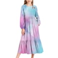 thumbnail image 2 of LJEFF Girls Long-Sleeve Tiered Maxi Dress, Soft Spring Fall Gradient Colors Pockets Design Girls' Casual Dresses Hot Pink Size 14, 2 of 6