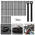 thumbnail image 2 of 50x Releasable Cable Ties Fastening Hook And Loop Loose Removable Strong Durable black, 2 of 4