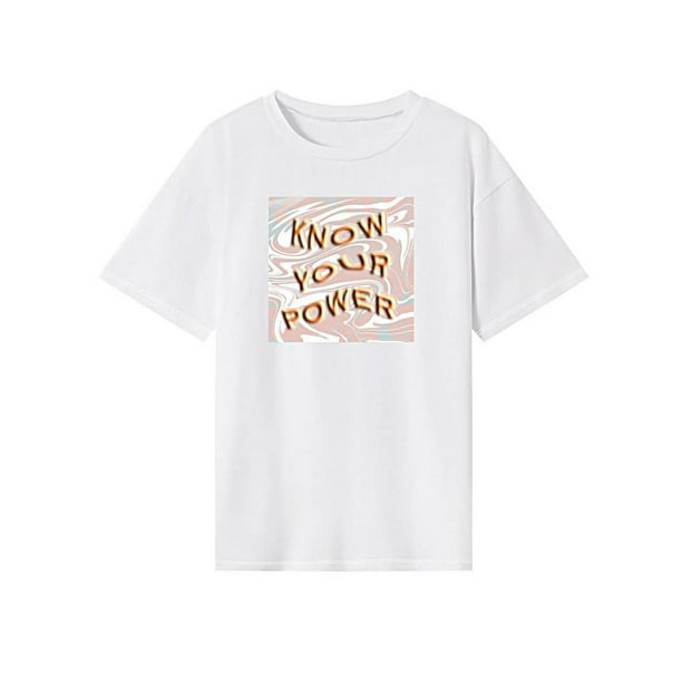 Camiseta para mujer con cuello redondo y ajuste regular, camisetas de verano para acampar y mochileros S