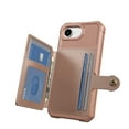 thumbnail image 3 of for iPhone 16e Case with Credit Card Holder, Magnetic Back Flip Case PU Leather Wallet Cover for Women Men, All-Round Shockproof Rugged Protective Phone Case for iPhone 16e, Rosegold, 3 of 7