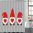 thumbnail image 2 of 4 Piece Gnome Christmas Shower Curtain Set Black Christmas Hat Red Heart-Shaped Bathroom Sets with Non-Slip Rugs, Toilet Lid Cover and Bath Mat with Standard Size, 2 of 7