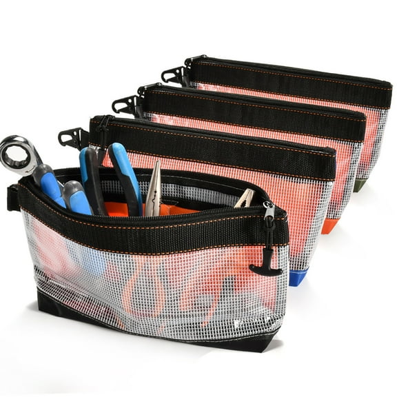 Zipper Clear Tool Pouch Small Tool Bag Multi-purpose Organizer Waterproof Pack Of 4pcs