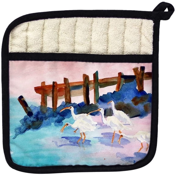 Betsy Drake PT173 White Ibises Pot Holder