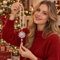 thumbnail image 3 of Snowflake Crystal Christmas Ornament, Hanging Pearl Beaded Christmas Tree Decoration for Indoor Home Holiday Party Decor, 3 of 3