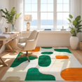 thumbnail image 3 of Design&I 9'x12' Washable Area Rug Abstract Contemporary Interlocking Shapes Orange Teal Burnt Fall for Great Room, Large Living Giant Skid-Resistant, 3 of 7