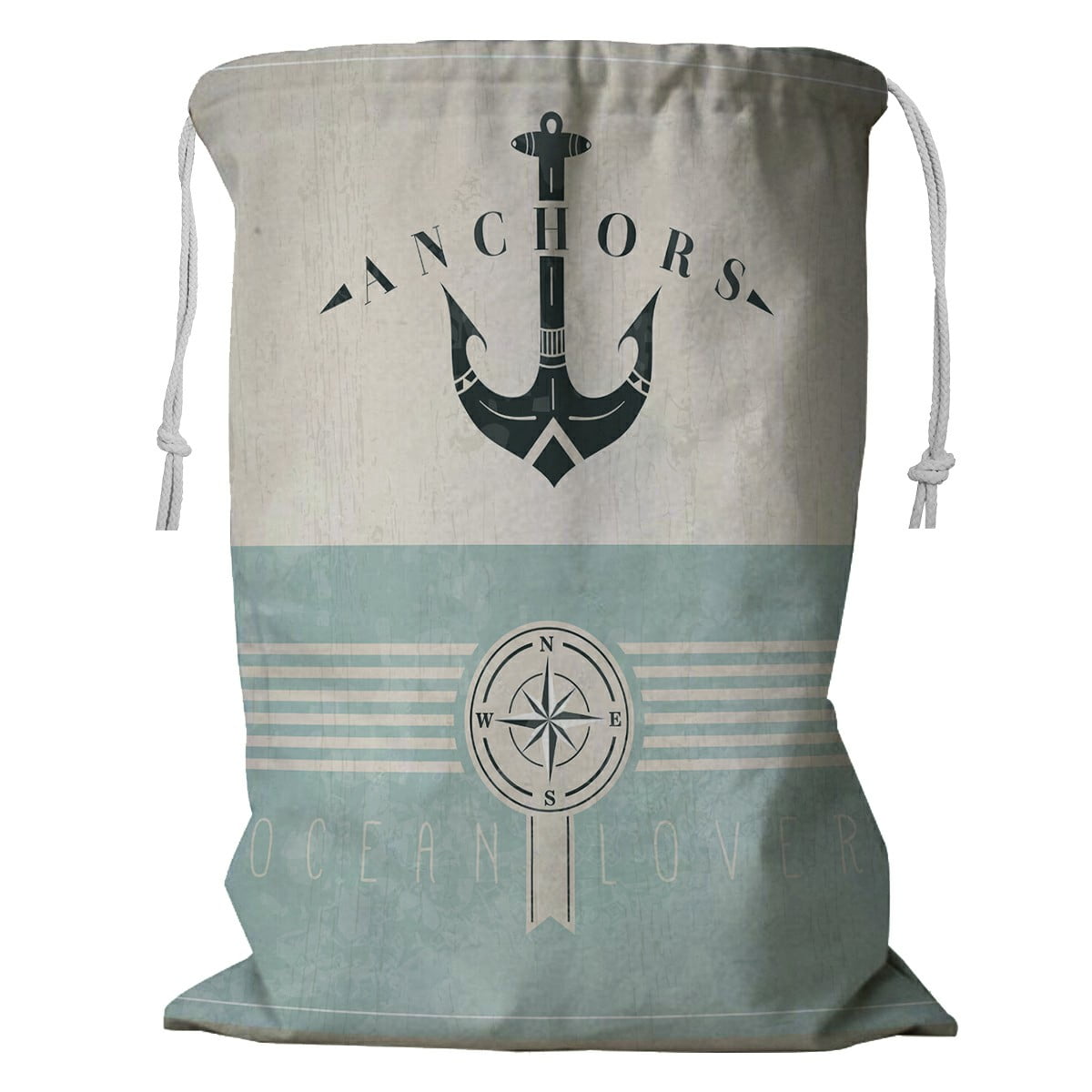 ECZJNT Vintage With Anchor Storage Basket Laundry Bag with Drawstring