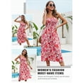 thumbnail image 6 of Xuanfei Women Floral Print Square Neck Smocked Sleeveless Lace Up Midi Dress, 6 of 7