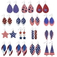 thumbnail image 2 of Pendientes de cuero PU con diseño del Día de la Independencia, gotas de agua, estrellas y rayas, estrellas para mujer, 2 of 6