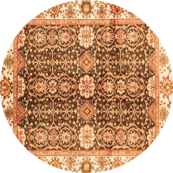 Ahgly Company Indoor Round Abstract Orange Modern Area Rugs, 8' Round