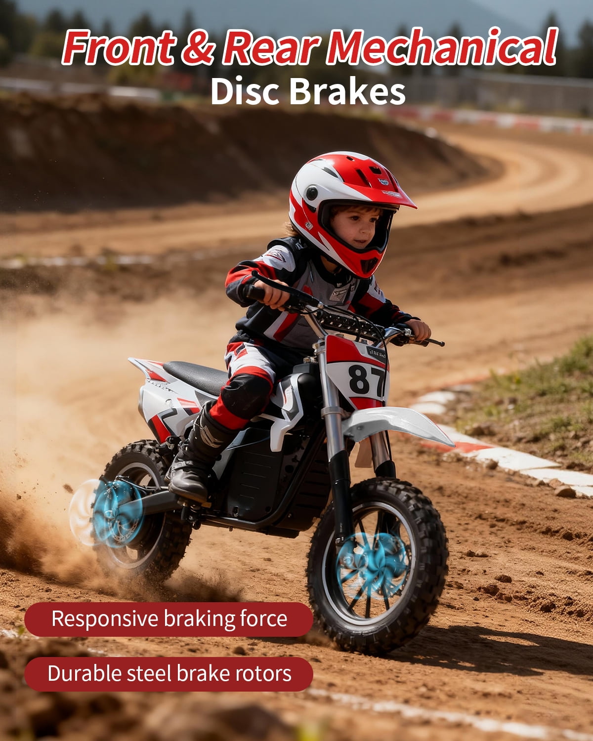 36V Kids Electric Dirt Bike for Ages 6–12, 500W Youth Off-Road Motorcycle, 17 mph, 3-Speed Modes, 7.8Ah Removable Battery, Suspension & Disc Brakes
