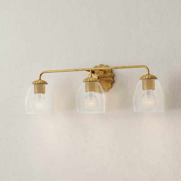Quillan Collection Three-Light Soft Gold Transitional Bath & Vanity Light