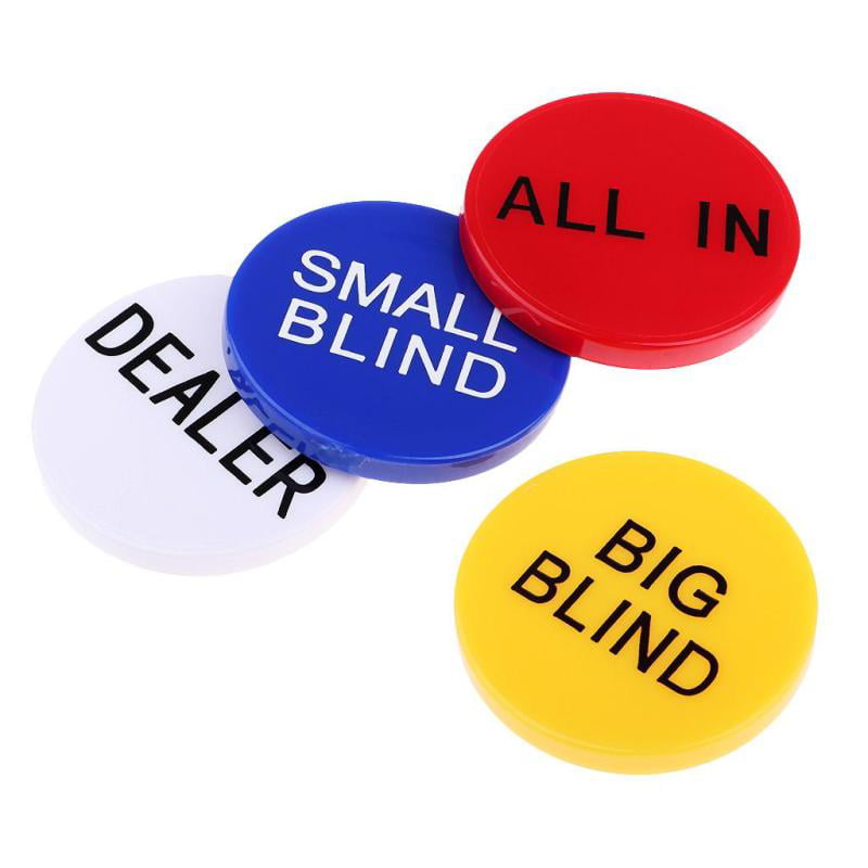 Dealer Button Little & Big Blind All-in Poker Chips 2 Side w/ Clear Letters 