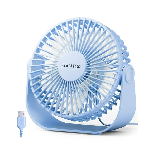 Ventilador de escritorio Gaiatop USB con rotación de 90° y 3 velocidades, color azul