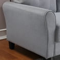 thumbnail image 6 of 35" Accent Chair, Single Sofa Chair, Upholstered Living Room Chair, Accent Sofa Couch with Button Tufted Back and Wood Legs, Leisure Club Chair Reading Armchair for Home Office Dorm, Gray Blue, 6 of 7