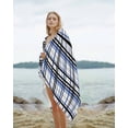 thumbnail image 2 of Blue Black Plaid Beach Towels Oversized Super Absorbent, Farmhouse Blue Black Checkered Lightweight Bath Towel Quick Dry Sets For Bathroom/Pool/Rv Camping/Beach Play/Gym Room/Picnic 35"x70", 2 of 8