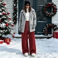 thumbnail image 7 of Women's Fleece Pajama Pants Mid Weight Warm Lounge Bottoms Drawstring Elastic Waist Casual Soft Sleepwear, 7 of 7