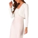 thumbnail image 4 of Cardigan corto de manga larga INSPIRE CHIC para mujer con cuello de contraste, bolero, blusas casuales de trabajo XL, blanco, 4 of 6