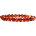thumbnail image 1 of Natural Red Banded Agate Handmade Gemstone 8mm Round Beads Elastic Bracelet 7" Unisex, 1 of 4