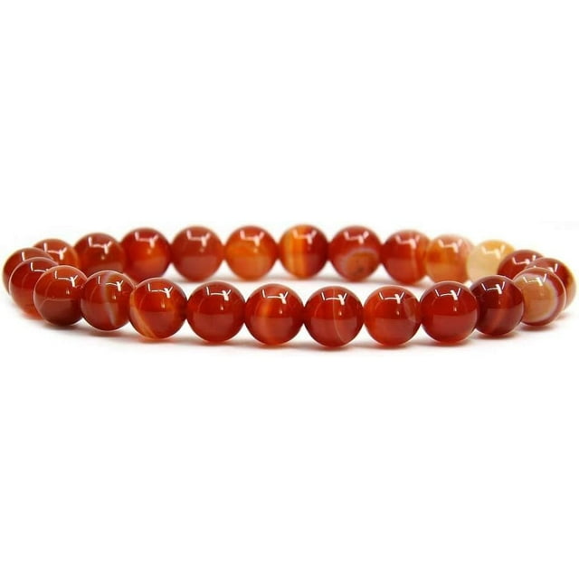 Bracelet Élastique Unisexe en Agate Rouge Naturelle à Bande, Pierre Précieuse Faite à la Main, Perles Rondes de 8 mm, 7 Pouces