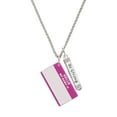 thumbnail image 1 of Delight Jewelry Acrylic Pink "Hello" Name Tag Silvertone Be Strong and Courageous Bar Charm Necklace, 23", 1 of 4