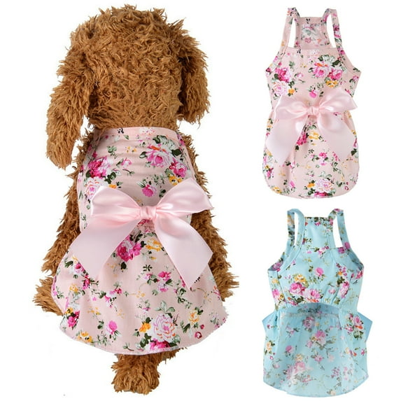Cheers.US Flower Pet Clothes Summer Cotton Dog Dress Cat Clothing For Dog Female