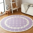 thumbnail image 2 of SAFAVIEH Kids Bordered Swivel Lattice Area Rug, Purple/Ivory, 5' x 5' Round, 2 of 8