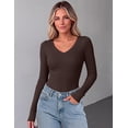 thumbnail image 5 of Zeagoo Women Long Sleeve Basic Tee 3 Pack Fall V Neck Casual T-Shirt Ribbed Slim Fit Tops, 5 of 6
